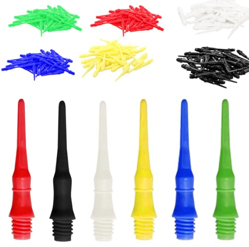 LONZIKP 60 Punte per Freccette in plastica ultrastabili e durevoli, Filettatura 2BA, Freccette (6 Colori)