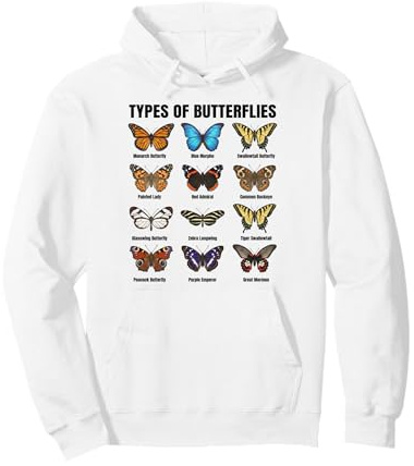 Types de Papillons, Tableau des espèces de Papillons Sweat à Capuche