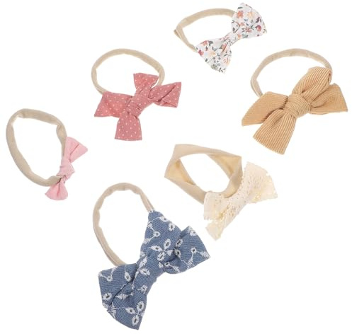 MERRYHAPY 6 Fasce per Chioma Fiocco per Neonata in Cotone Morbido, Cerchietti Fiocco per Bambine, Accessori per Chioma per Piccoli, Set 6 Pezzi per Vari Outfit e Occasioni