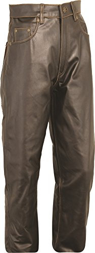 Jagd Lederhose Herren lang- Lange Lederhose Damen - Lederjeans Herren- Biker Lederhose Braun- Echt Leder festem Nubuk antik - Lederhose Jeans 501 Braun- Motorrad Lederjeans (44, Braun Antik)