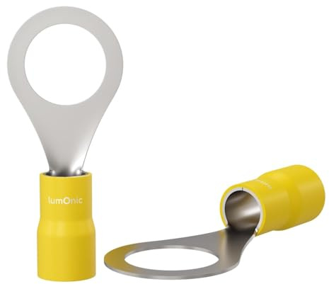 Lumonic 25x Capocorda ad anello 4,0-6,0mm² Parzialmente isolato | M10 | Rame stagnato | Collegamento sicuro del cavo senza saldature | Set, capocorda a crimpare, connettore a crimpare, occhiello ad an