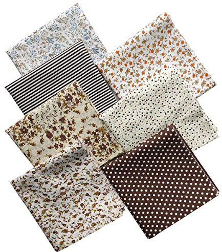 7Pcs Baumwollstoff Patchwork Stoffe DIY Gewebe Quadrate Baumwolltuch Stoffpaket zum Nähen mit vielfältiges Muster 50x50cm (Kaffee)