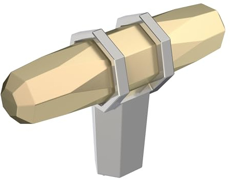 Amerock | Cabinet Knob | Golden Champagne/Polished Chrome | 2-1/2 inch (64 mm) Length | London | 1 Pack | Drawer Knob | Cabinet Hardware