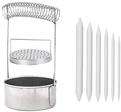 KBNIAN Edelstahl Pinselreiniger und 6 Stück Papierwischer Bleistift, Tragbarer Pinselwascher Bürstenreiniger mit Reinigungstank, Griff und Filtersieb für Ölmalerei und Aquarell