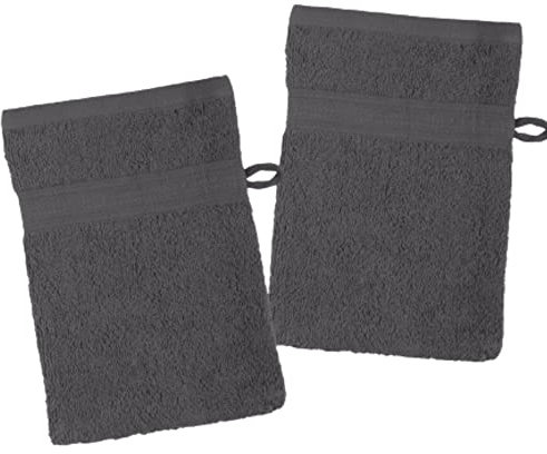 Lovely Casa Waschlappen, 2 Stück, Größe 15 x 21 cm, 100% Bio-Baumwolle, Farbe: Anthrazit, Modell Lagune, Badetuch, weich und hochwertig, Öko-Tex Zertifiziert