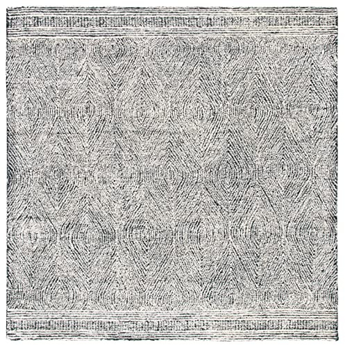 Safavieh Tapis Contemporain pour Salon, Salle à Manger, Chambre à Coucher - Abstract Collection, Tapis à Poil Court, Noir et Ivoire, 122 X 122 cm