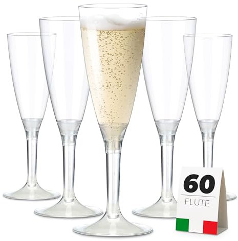 TUNDRA - 60 Stück Sektgläser Plastik 100ml aus Mehrweg Kunststoff | BENUTZE & WIEDER Serie | Kunststoff Champagner Gläser: BPA-FREI, Widerstandsfähig und Wiederverwendbar
