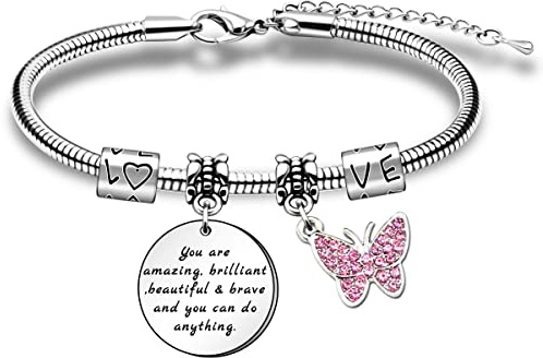 HULALA Inspirational Teenage Girls Jewellery Gifts Charm Bracelets For Women Girls Daughter Grandaughter Birthday Christmas You Are Amazing Briliant Beautiful Brave And You Can Do Anything