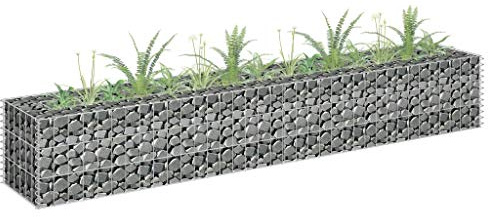 Susany Gabion upphöjd säng galvaniserat stål upphöjd säng, stenkorg planterare, stakettråd uteplats blomma växtsäng, stentråd trädgård utomhus landskap gabion kruka 180 x 30 x 30 cm