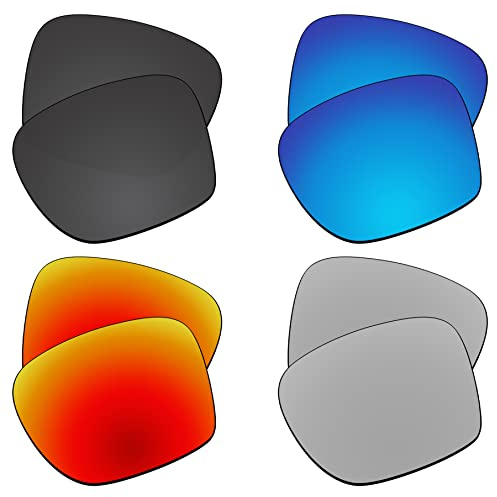 EZReplace Verres de rechange pour lunettes de soleil Oakley Sylas OO9448 (verres polarisés) – Compatible avec monture Oakley Sylas (noir carbone + bleu glacier + rouge feu + argent métallique), Noir