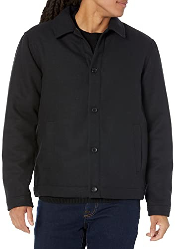 Amazon Essentials Chaqueta Bomber de Mezcla de Lana (Disponible en Tallas Grandes y Altas) Hombre, Negro, XXL