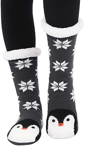 WYTartist Gosiga sockor för kvinnor, fluffiga varma hemmastrumpor, halkfria strumptofflor, tjocka strumpor för vinter, sängstrumpor med ABS-sula, Einheitsgröße