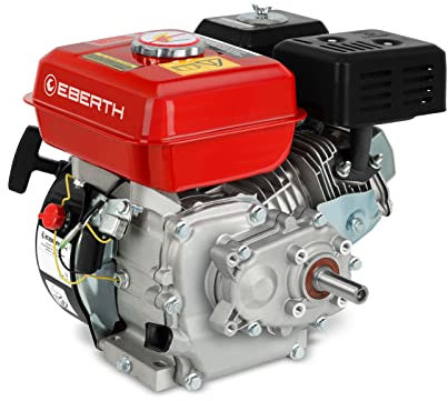 EBERTH 6,5 PS 4,8 kW Benzinmotor Standmotor Kartmotor mit Reduktionsgetriebe 2:1, Benzin Motor mit 19,05 mm Ø Welle, Ölmangelsicherung, 4-Takt, 1 Zylinder, 196 ccm Hubraum, Antriebsmotor mit Getriebe