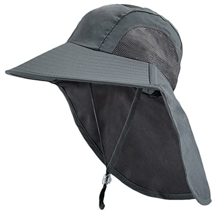 Barn solhatt med bred kant 5–13 år gammal flicka pojke nackhatt UV-skydd hatt UPF50+ sommar visirkeps andningsbar snabbtorkande strandhatt cykling