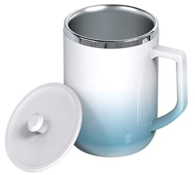 JTBDWOSK Taza Mezcladora Automática Diferencia Temperatura 360 Ml, Taza Café Autoagitable, Cerámica, Taza Mezcla Automática Recargable para Chocolate Caliente, Leche,Blanco