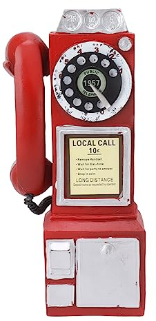 Topiky Antikes Telefon Ornament, Modisches Klassisches Handy Modell, Vintage Telefon Dekoration, Kunsthandwerk, Ornamente, Café Bar, Fensterkabinen Dekoration (Rot)