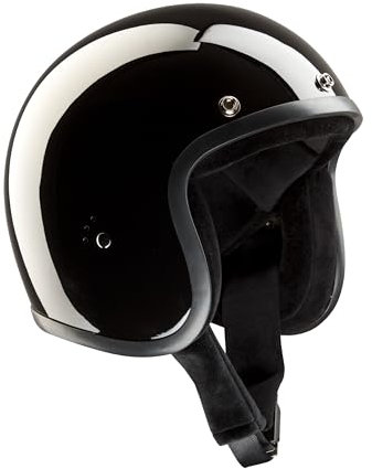 BANDIT Jet Classic Open Motorcycle Helmet Gloss Black Custom Biker Style Sun Peak Included JETGB (XL)