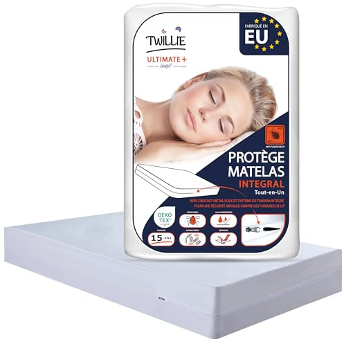 Twillie – Coprimaterasso integrale 90x190x15 cm impermeabile – Qualità superiore – Anti cimice – Oeko-TEX® - con il trattamento AEGIS® Antiacaro, antibatterico –Fodera per materasso prodotto nell'UE