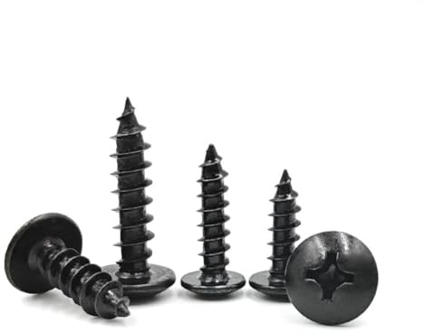 SHUNCHG 20 Pcs Black M4 x 30mm Self Tapping Wood Screws Carbon Steel Mushroom Round Flanged Head Fasteners Drilling Screw