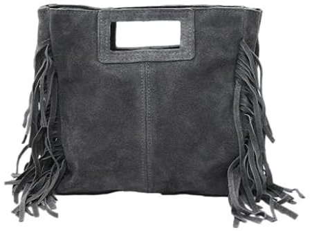 Genérico Bolso bandolera flecos gris