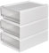 Dokeno Schreibtisch Organizer, 3 Stück Stapelbarer Schreibtisch Aufbewahrungsbox Organizer, Schubladenbox Kunststoff für Zuhause, Make-up, Schmuck, Schule und Bürobedarf (Weiß) (M)