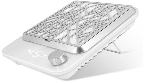 Rechargeable Nail Dust Collector with Reusable Filter Professional Nail Vacuum Cleaner Fan Electric Nail Dust Suction Machine for Acrylic Nails Polishing, Powerful, Nail Salon, Adjustable Suction