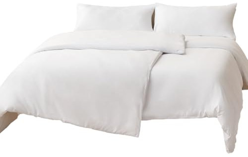 RUIKASI Bettwäsche 135x200 4teilig Weiß - Weiss Mikrofaser Bettwäsche-Sets Oeko-TEX, 2 Bettbezüge 135x200cm + 2 Kissenbezüge 40x80cm mit Reißverschluss, Weich und Bügelfrei
