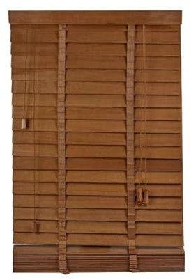 URBNLIVING Real Wood Venetian Blinds, Horizontal Wooden Slats with Privacy Valance & Cord Tilt Control, Pull Cord, Premium Timber Window Shades for Home or Office, Custom Sizes & Colours Available