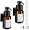 Relaxdays Seifenspender, 2er Pack, 250ml, Braunglas, Edelstahl, Wandseifenspender zum Kleben, ohne Bohren, braun/schwarz