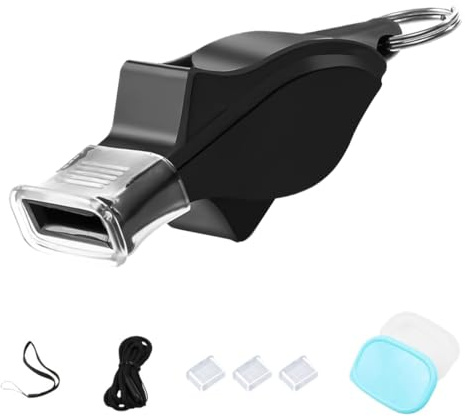 DIFLAX Silbato Set, Silbato para Entrenador o Árbitro Deportivo Profesional, con Cordón, Correa De Mano, 3 Protectores Dentales, Estuche, para Futbol Baloncesto Deportes al Aire Libre