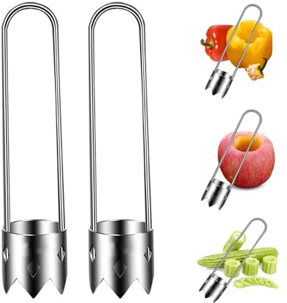 Red Bell Pepper Seed Corer, Stainless Steel Fruit Vegetable Quick Corers and Cave Tools