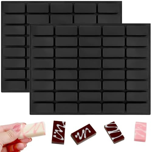 YXHZVON 2 Piezas Moldes Silicona Chocolate, 40 Cavidades Mold Chocolate Rectangular, Moldes para Barritas Energeticas Para Barras De Cereal(Negro)
