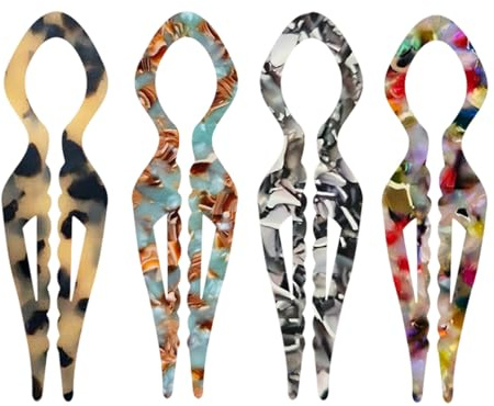 4pcs Prestige Hair Pins French Twist U Shaped Hair Clips for Women, French Hair Pins For Buns Thin or Thick Hair, Acetate Hairpin Styling Accessories for Daily and Special Events