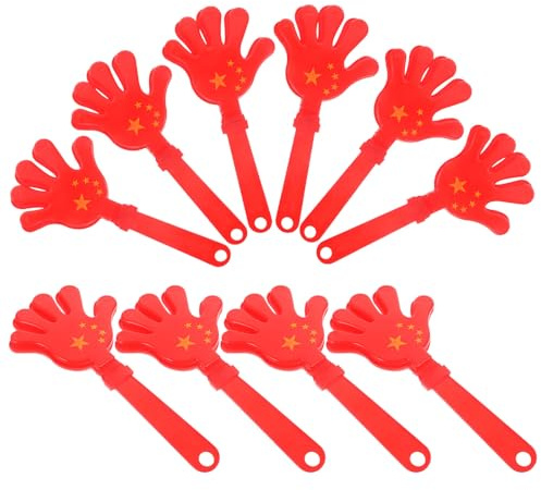 HEMOTON 10Pcs Hand Clappers Noisemakers 28Cm Red Flag Cheer Clappers Party Noise Makers for Sports Events and National Day Celebration