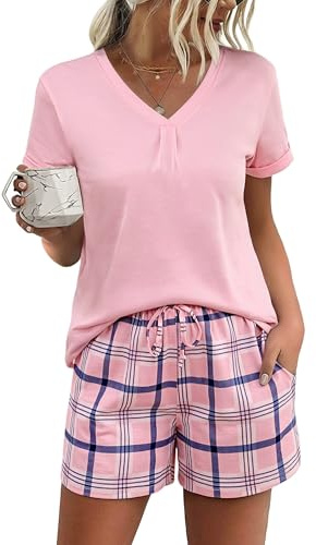 Jezonga Pyjamas For Women Short Sleeve Cotton Soft Loungewear