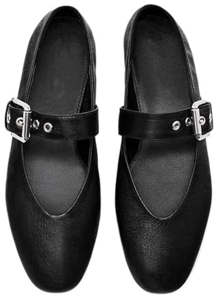 Mary Jane Ballerinas med spänne högkvalitativa läder platta skor bekväma kontor fritid och elegant för alla tillfällen