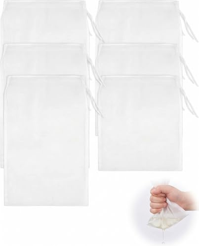 KAHZOR 6 Stück Passiertuch Wiederverwendbar, Feingewebt Nylon Filterbeutel – Nussmilchbeutel & Käsetuch für Rückstandsfreie Getränke & Speisen, Waschbar Abseihtuch, Nussmilchbeutel Bio Waschbar