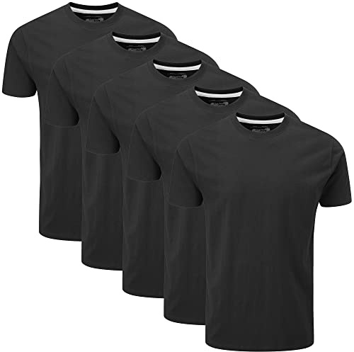 Charles Wilson Confezione da 5 T-Shirt Girocollo Semplice (Large, Plain Black)
