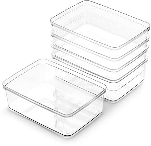 BINO | Plastic Storage Bins, X-Small - 5 Pack | THE LUCID COLLECTION | Multi-Use Built-In Handles BPA-Free Clear Storage Containers | Fridge Organizer | Pantry & Home Organization
