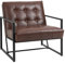 HOMCOM Fauteuil de Salon Vintage Fauteuil Relax Confortable en Similicuir Cadre en métal revêtement synthétique Chocolat
