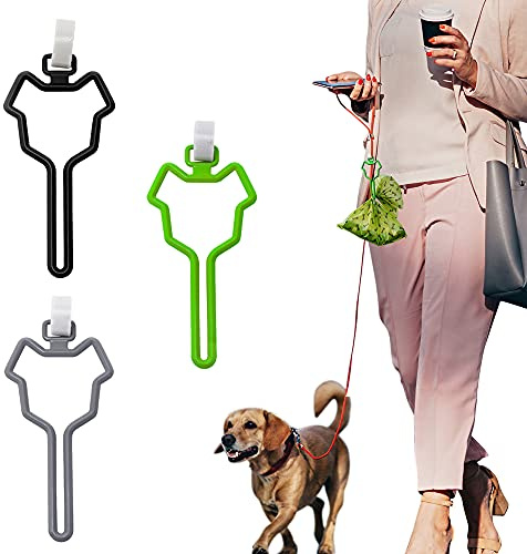 Dog Poop Bag Holder | Hands-Free Waste Bag Carrier | Adjustable Leash Attachment, Lightweight Portable Design for Dog Walking, Bicycle & Outdoor Accessories (3 Pack)
