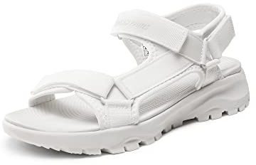DREAM PAIRS Womens Sandals, Light Weight Hiking Sandals for Women, Comfortable Athletic Quick-Drying Walking Water Sandals With Hook And Loop Straps,Size 8,White,SDSA2320W