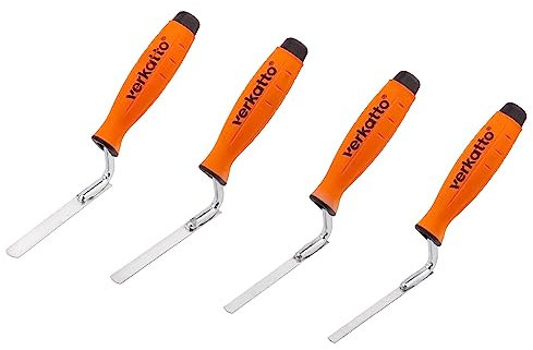 Mivos Lot de 4 truelles à Joints en Acier Inoxydable - Largeur 8 10 12 14 mm - avec poignée Souple et Lame Flexible en Acier Inoxydable - Truelle à Joints pour jointoiement Briques et Briques de
