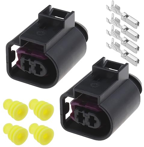 Create idea 2 Piezas Juegos de Casquillos de Carcasa de 2 Orificios con Terminales Sellos de Goma 4D0971992 Compatible con VW Golf Compatible con Audi A3 A4 A6 Q5 Conector de Bocina