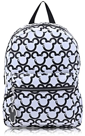 Disney Minnie Mouse Backpack for Women and Teens | Womens Mickey Mouse Double Strap Shoulder Bag (White Mickey), White Mickey, L, Backpack