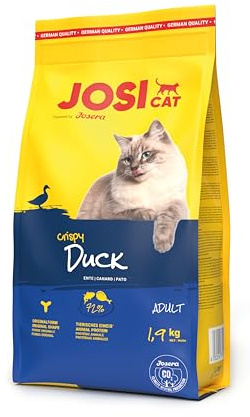 JosiCat Crispy Duck (1 x 1,9 kg) | Vuxen | Premium torrfoder för katter | med läcker anka och värdefulla fettsyror | drivs av JOSERA | kattmat | helfoder | 1-pack