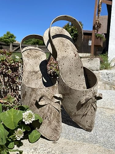 Rostalgie 1 Paar Metall Pflanz-Stöckelschuhe grau - Länge 25 cm