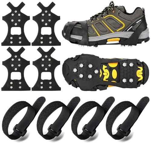 Schuhspikes, Steigeisen, Schuh Spikes für Bergschuhe, Schuhkrallen, mit 10 Noppen, Ice Klampen,Eisspikes für Den Stiefel,Schuhkralle.