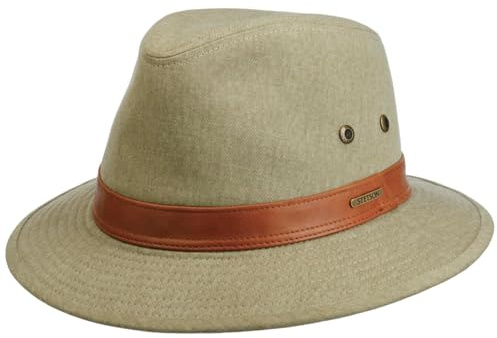 Stetson Cotton Traveller Outdoorhut Zeitloser Unifarbener Hut mit Metallösen Komfortabel Herren Ganzjährig helloliv L (58-59 cm)