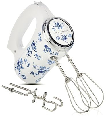 Laura Ashley Handrührgerät mit China Rose Print von VQ - Elektrischer Mixer mit Langlebigen Edelstahlrührern und 5 Variablen Geschwindigkeiten zum Backen - Spülmaschinenfest Teigrührmaschine